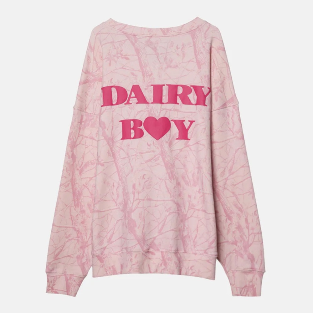 NWT 🔥LAST 1🔥 Dairy Boy Limited Edition Bubblegum Camo Pink Puff logo Crewneck
